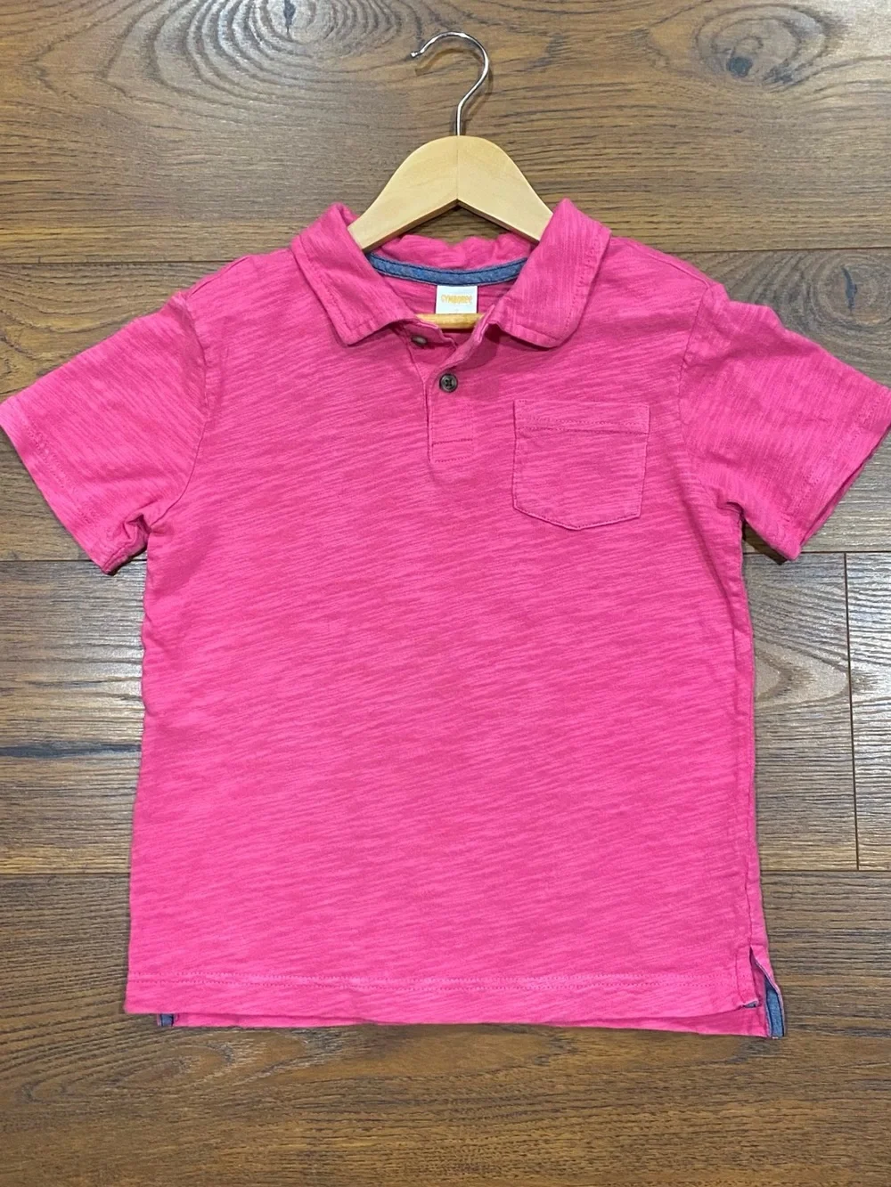 Gymboree Boys Bright Pink Short Sleeve Slub Polo Top Size 7